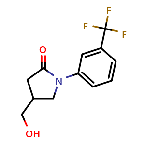 Chemical structure of 4-(Hydroxymethyl)-1-(3-(trifluoromethyl)phenyl)pyrrolidin-2-one , CAS 1512199-31-3, AChemBlock X201511