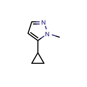 Chemical structure of 5-Cyclopropyl-1-methyl-1H-pyrazole , CAS 1172797-65-7, AChemBlock X201514