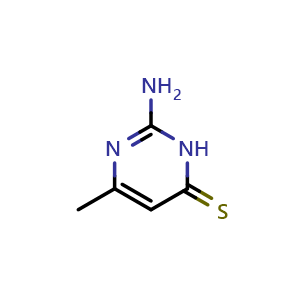 Chemical structure of 2-Amino-6-methylpyrimidine-4(3H)-thione , CAS 6307-44-4, AChemBlock X201520