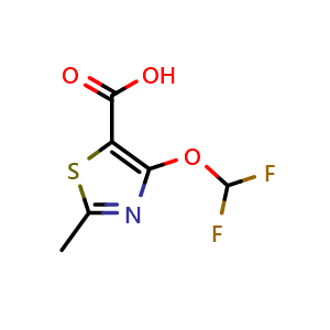 Chemical structure of 4-(Difluoromethoxy)-2-methylthiazole-5-carboxylic acid , CAS 851755-45-8, AChemBlock X201522