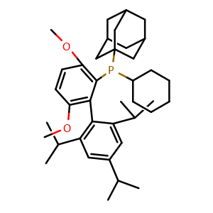 Chemical structure of Adamantan-1-yl(cyclohexyl)(2',4',6'-triisopropyl-3,6-dimethoxy-[1,1'-biphenyl]-2-yl)phosphane , CAS 2197989-24-3, AChemBlock X201549