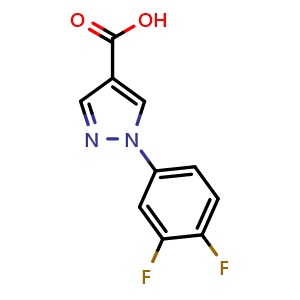 Chemical structure of 1-(3,4-Difluorophenyl)-1H-pyrazole-4-carboxylic acid , CAS 1260824-80-3, AChemBlock X201593