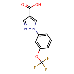 Chemical structure of 1-(3-(Trifluoromethoxy)phenyl)-1H-pyrazole-4-carboxylic acid , CAS 1260773-08-7, AChemBlock X201594