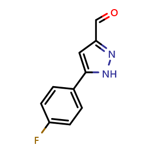 Chemical structure of 5-(4-Fluorophenyl)-1H-pyrazole-3-carbaldehyde , CAS 1107467-72-0, AChemBlock X201623