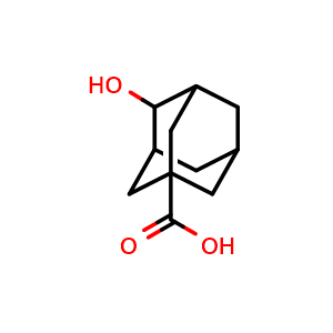 Chemical structure of 4-Hydroxyadamantane-1-carboxylic acid , CAS 81968-77-6, AChemBlock X201630