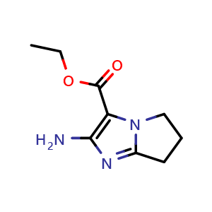 Chemical structure of Ethyl 2-amino-6,7-dihydro-5H-pyrrolo[1,2-a]imidazole-3-carboxylate , CAS 150012-88-7, AChemBlock X201647