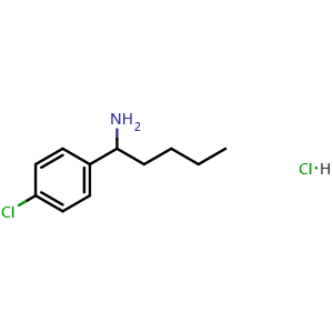 Chemical structure of 1-(4-Chlorophenyl)pentan-1-amine hydrochloride , CAS 91428-39-6, AChemBlock X201683