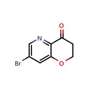 Chemical structure of 7-Bromo-2,3-dihydro-4H-pyrano[3,2-b]pyridin-4-one , CAS 1624261-71-7, AChemBlock X201708