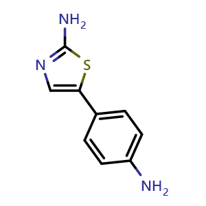 Chemical structure of 5-(4-Aminophenyl)thiazol-2-amine , CAS 90349-87-4, AChemBlock X201712