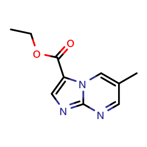 Chemical structure of Ethyl 6-methylimidazo[1,2-a]pyrimidine-3-carboxylate , CAS 1339175-99-3, AChemBlock X201713