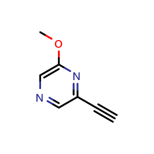 Chemical structure of 2-Ethynyl-6-methoxypyrazine , CAS 1196153-43-1, AChemBlock X201718
