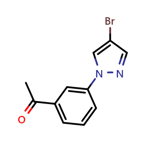 Chemical structure of 1-(3-(4-Bromo-1H-pyrazol-1-yl)phenyl)ethanone , CAS 1517800-84-8, AChemBlock X201741