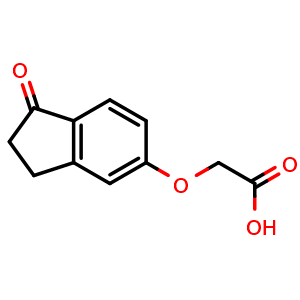 Chemical structure of 2-((1-Oxo-2,3-dihydro-1H-inden-5-yl)oxy)acetic acid , CAS 28945-98-4, AChemBlock X201752