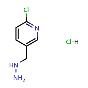 Chemical structure of 2-Chloro-5-(hydrazinylmethyl)pyridine hydrochloride , CAS 1233513-16-0, AChemBlock X201766