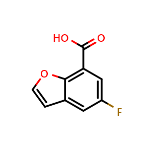 Chemical structure of 5-Fluorobenzofuran-7-carboxylic acid , CAS 1388021-03-1, AChemBlock X201774