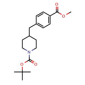 Chemical structure of tert-Butyl 4-(4-(methoxycarbonyl)benzyl)piperidine-1-carboxylate , CAS 210964-04-8, AChemBlock X201776