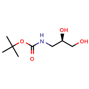 Chemical structure of tert-Butyl (R)-(2,3-dihydroxypropyl)carbamate , CAS 148983-23-7, AChemBlock X201779