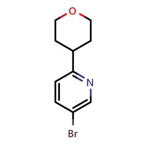 Chemical structure of 5-Bromo-2-(tetrahydro-2H-pyran-4-yl)pyridine , CAS 223556-14-7, AChemBlock X201792