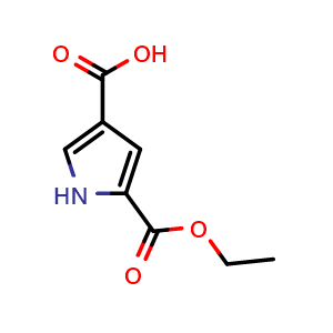 Chemical structure of 5-(Ethoxycarbonyl)-1H-pyrrole-3-carboxylic acid , CAS 1179362-83-4, AChemBlock X201845