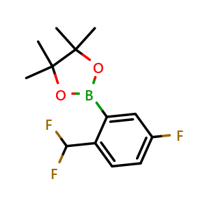 Chemical structure of 2-(2-(Difluoromethyl)-5-fluorophenyl)-4,4,5,5-tetramethyl-1,3,2-dioxaborolane , CAS 2241742-43-6, AChemBlock X201850