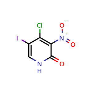 Chemical structure of 4-Chloro-5-iodo-3-nitropyridin-2(1H)-one , CAS 2273883-66-0, AChemBlock X201860