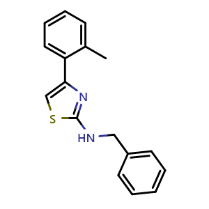 Chemical structure of N-Benzyl-4-(o-tolyl)thiazol-2-amine , CAS 1852276-27-7, AChemBlock X201867