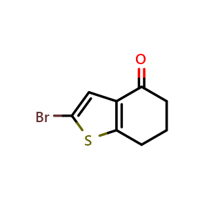 Chemical structure of 2-Bromo-6,7-dihydrobenzo[b]thiophen-4(5H)-one , CAS 25074-25-3, AChemBlock X201884