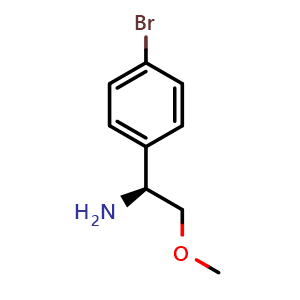 Chemical structure of (S)-1-(4-Bromophenyl)-2-methoxyethan-1-amine , CAS 1270099-77-8, AChemBlock X201888