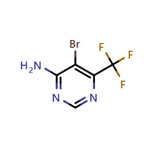 Chemical structure of 5-Bromo-6-(trifluoromethyl)pyrimidin-4-amine , CAS 1260844-01-6, AChemBlock X201895