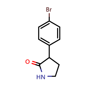 Chemical structure of 3-(4-Bromophenyl)pyrrolidin-2-one , CAS 52413-26-0, AChemBlock X201898
