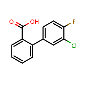 Chemical structure of 3'-Chloro-4'-fluoro-[1,1'-biphenyl]-2-carboxylic acid , CAS 1181295-51-1, AChemBlock X201937
