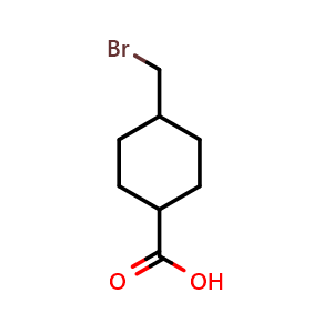 Chemical structure of 4-(Bromomethyl)cyclohexanecarboxylic acid , CAS 1652586-28-1, AChemBlock X201948