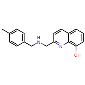 Chemical structure of 2-(((4-Methylbenzyl)amino)methyl)quinolin-8-ol , CAS 3026712-03-5, AChemBlock X201959