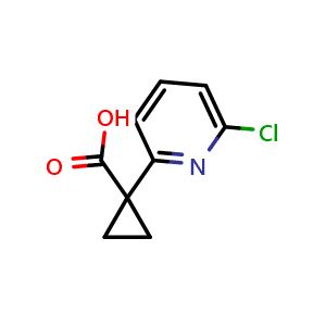 Chemical structure of 1-(6-Chloropyridin-2-yl)cyclopropanecarboxylic acid , CAS 1060811-76-8, AChemBlock X201968