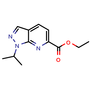 Chemical structure of Ethyl 1-isopropyl-1H-pyrazolo[3,4-b]pyridine-6-carboxylate , CAS 2116940-32-8, AChemBlock X201975