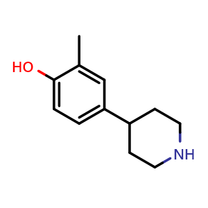 Chemical structure of 2-Methyl-4-(piperidin-4-yl)phenol , CAS 1260875-76-0, AChemBlock X201981