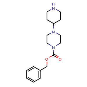 Chemical structure of Benzyl 4-(piperidin-4-yl)piperazine-1-carboxylate , CAS 688020-80-6, AChemBlock X202003
