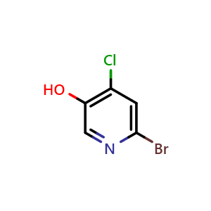 Chemical structure of 6-Bromo-4-chloropyridin-3-ol , CAS 1211584-86-9, AChemBlock X202010