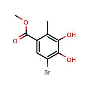 Chemical structure of Methyl 5-bromo-3,4-dihydroxy-2-methylbenzoate , CAS 1809337-05-0, AChemBlock X202016