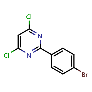 Chemical structure of 2-(4-Bromophenyl)-4,6-dichloropyrimidine , CAS 83217-26-9, AChemBlock X202056
