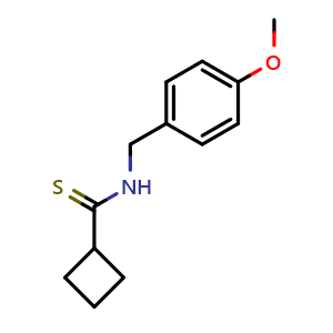 Chemical structure of N-(4-Methoxybenzyl)cyclobutanecarbothioamide , CAS 3026713-44-7, AChemBlock X202057
