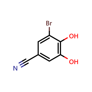 Chemical structure of 3-Bromo-4,5-dihydroxybenzonitrile , CAS 38897-25-5, AChemBlock X202060