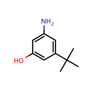 Chemical structure of 3-Amino-5-(tert-butyl)phenol , CAS 3791-00-2, AChemBlock X202066