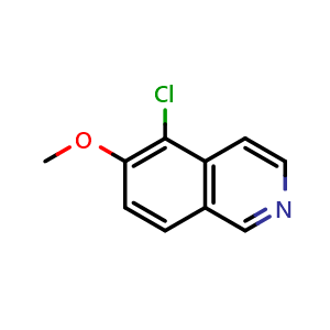 Chemical structure of 5-Chloro-6-methoxyisoquinoline , CAS 366445-71-8, AChemBlock X202077
