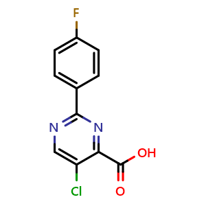 Chemical structure of 5-Chloro-2-(4-fluorophenyl)pyrimidine-4-carboxylic acid , CAS 1267584-71-3, AChemBlock X202078