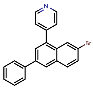 Chemical structure of 4-(7-Bromo-3-phenylnaphthalen-1-yl)pyridine , CAS 2918779-96-9, AChemBlock X202087