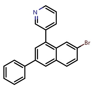 Chemical structure of 3-(7-Bromo-3-phenylnaphthalen-1-yl)pyridine , CAS 2918779-21-0, AChemBlock X202088