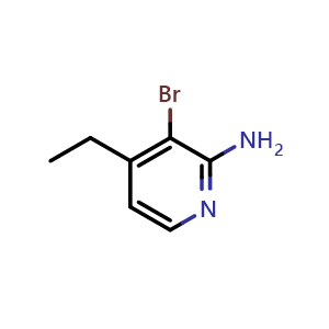 Chemical structure of 3-Bromo-4-ethylpyridin-2-amine , CAS 1381938-68-6, AChemBlock X202109