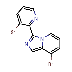 Chemical structure of 8-Bromo-3-(3-bromopyridin-2-yl)imidazo[1,5-a]pyridine , CAS 2863676-82-6, AChemBlock X202113