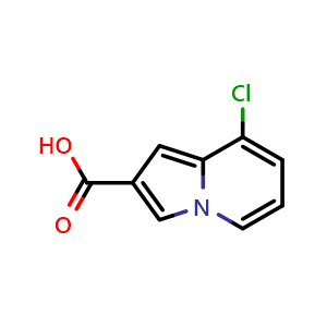 Chemical structure of 8-Chloroindolizine-2-carboxylic acid , CAS 1206981-17-0, AChemBlock X202117